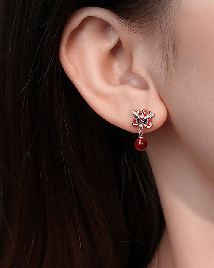 Festive Lionfire Red Orb Earrings