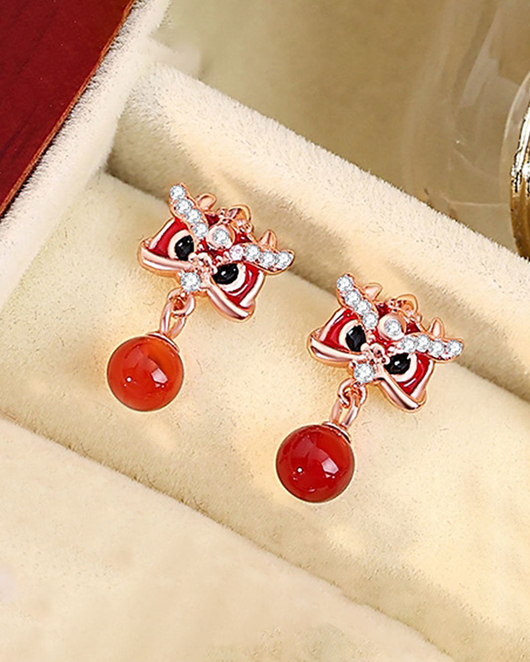 Festive Lionfire Red Orb Earrings