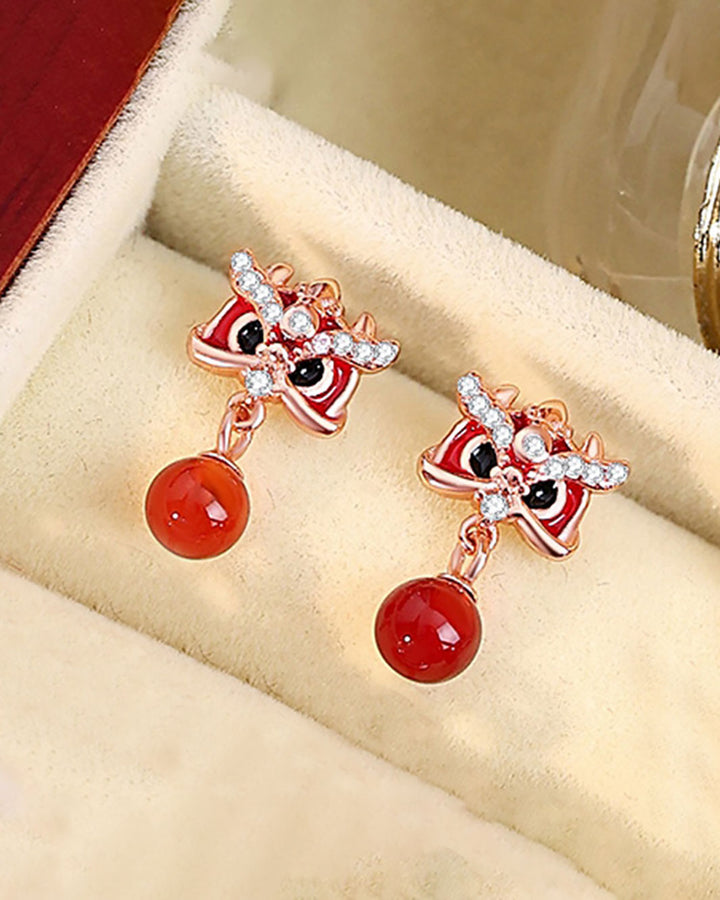 Festive Lionfire Red Orb Earrings