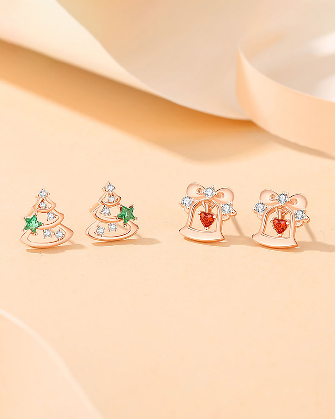 Holly Christmas Tree Stud Earrings