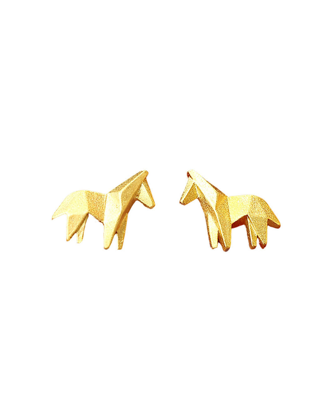 Golden Origami Horse Stud Earrings