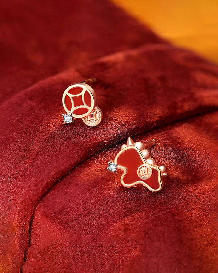 Fortune Horse Mismatch Stud Earrings