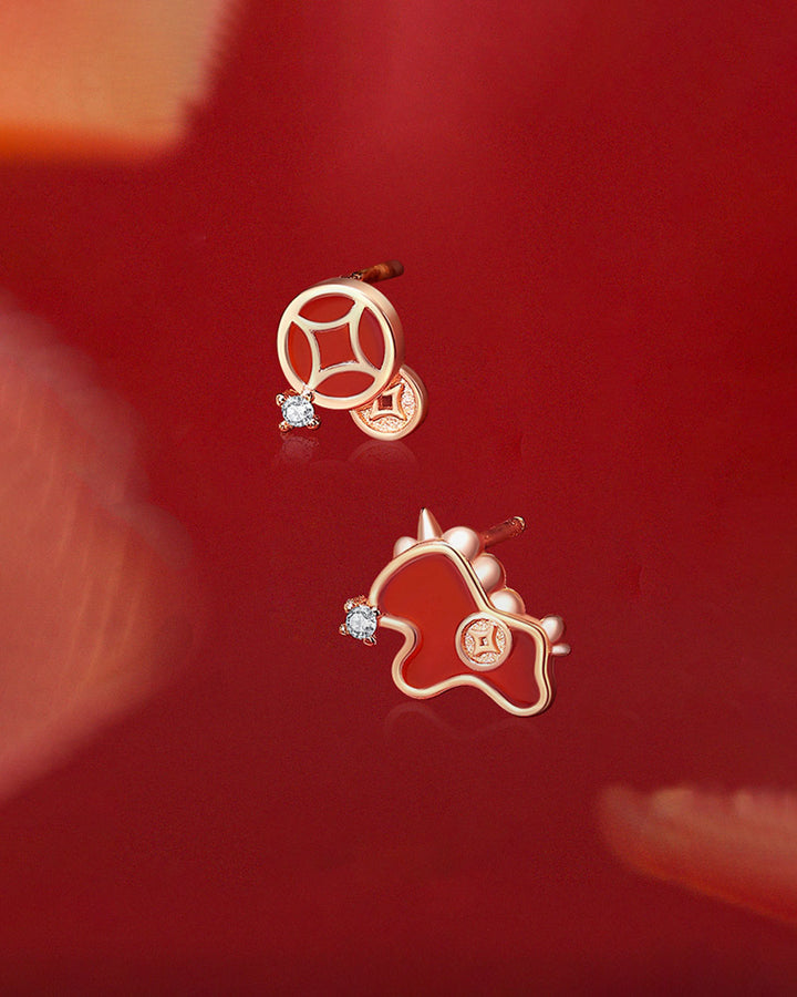 Fortune Horse Mismatch Stud Earrings