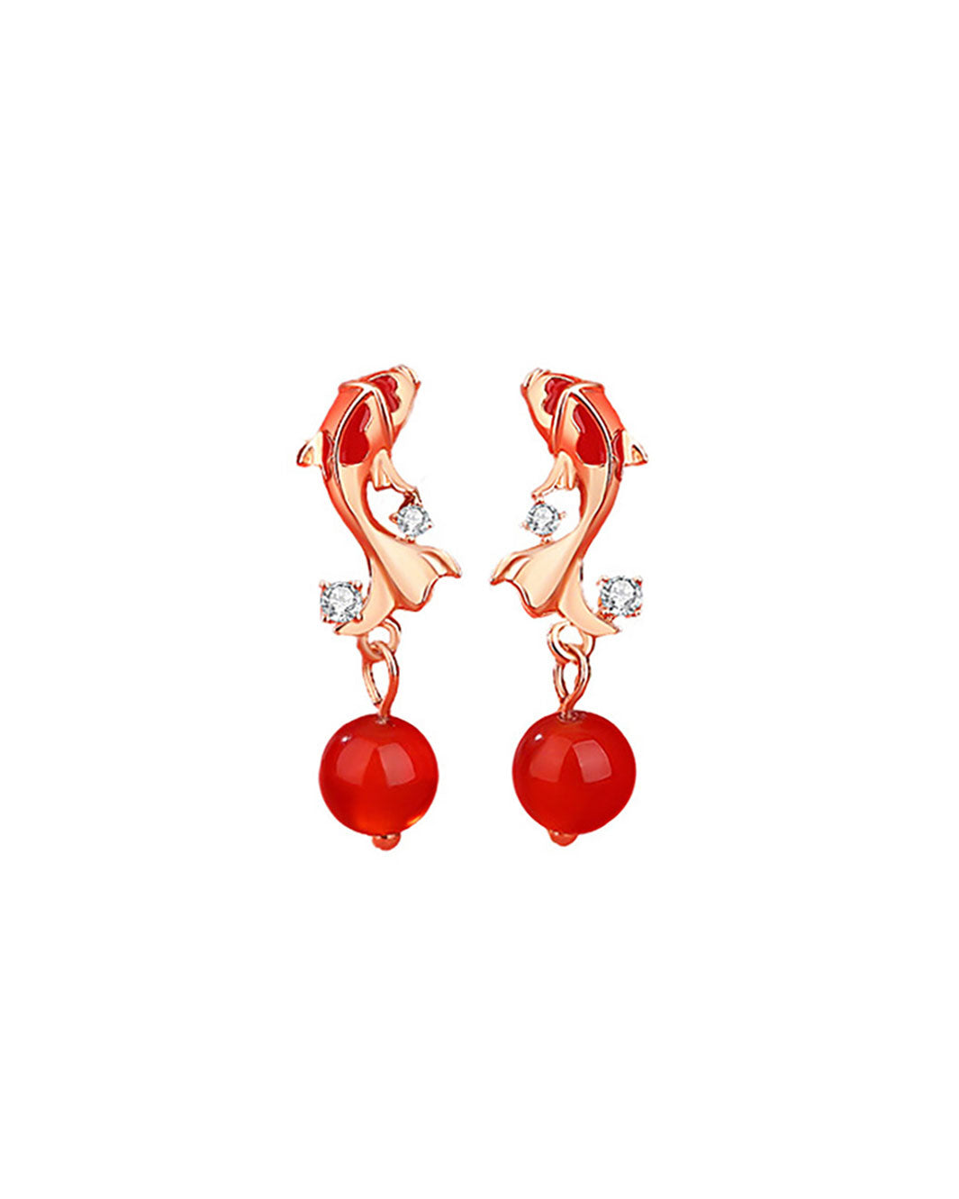 Golden Koi Ruby Drop Earrings