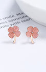 Flamingo Pink Clover Stud Earrings