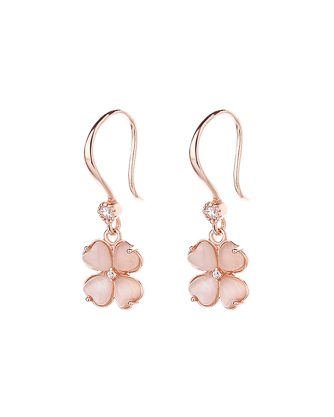 Flamingo Pink Clover Drop Earrings