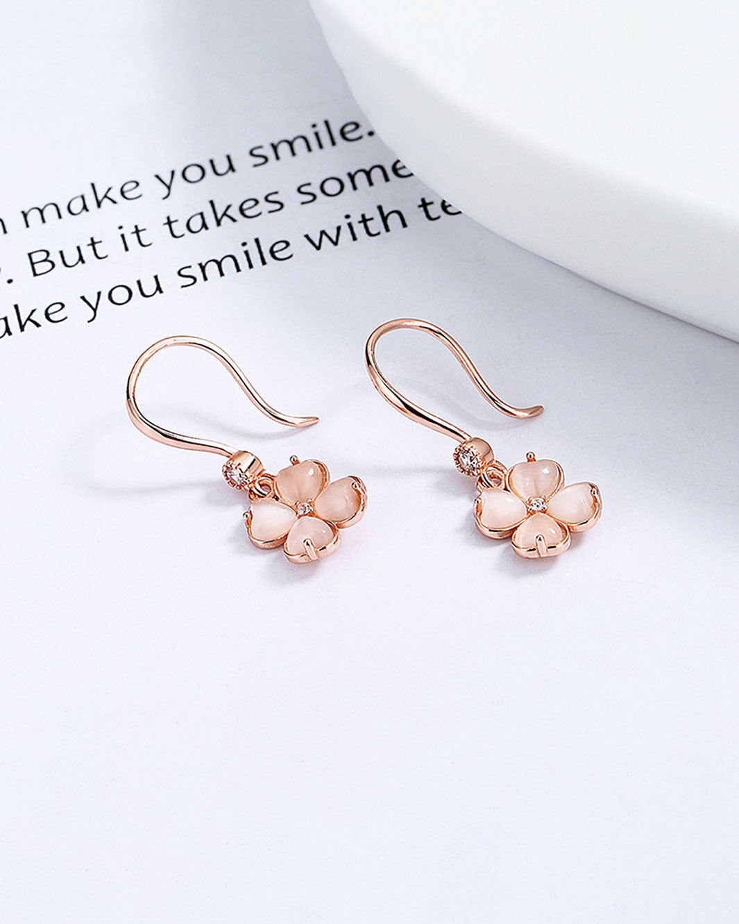 Flamingo Pink Clover Drop Earrings