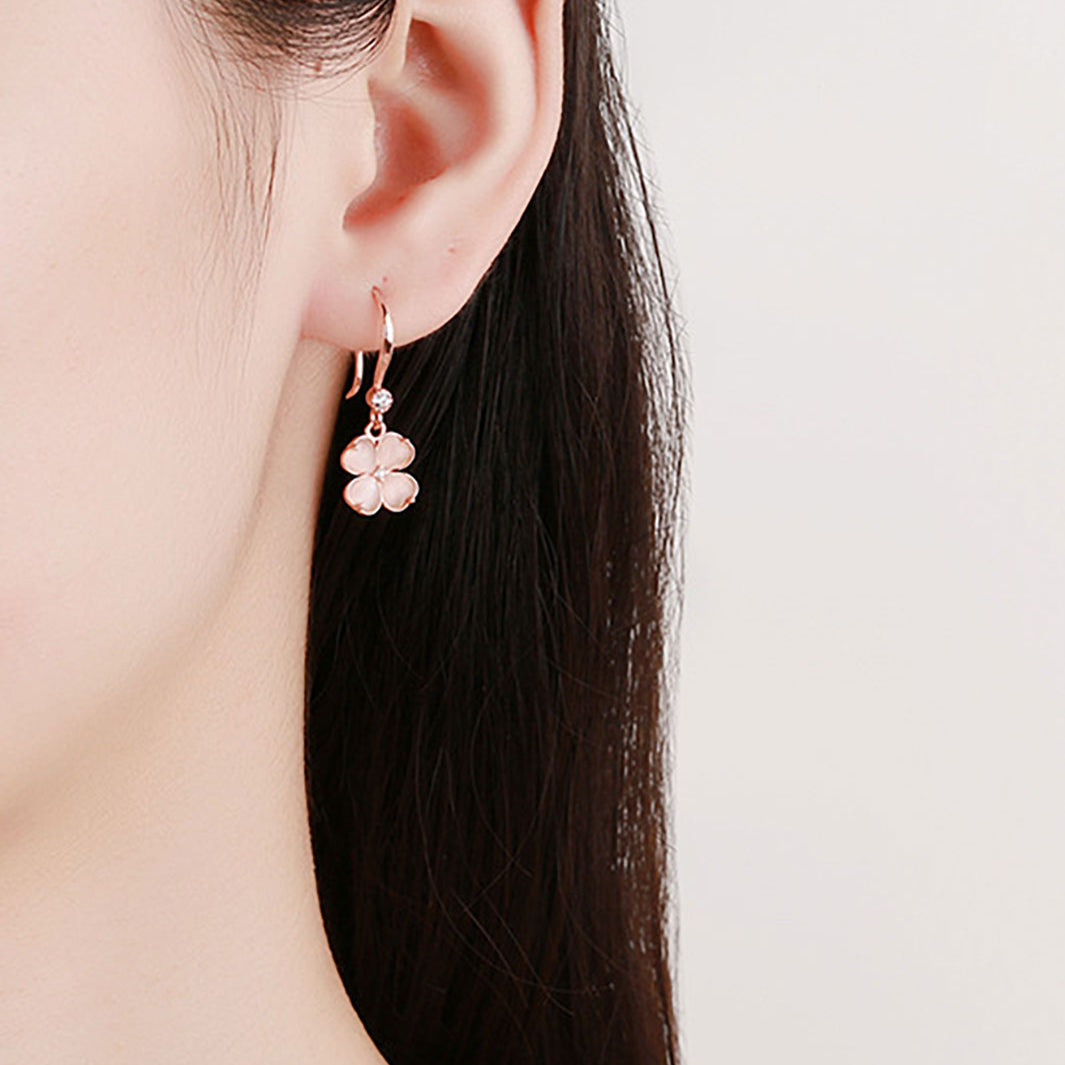 Flamingo Pink Clover Drop Earrings