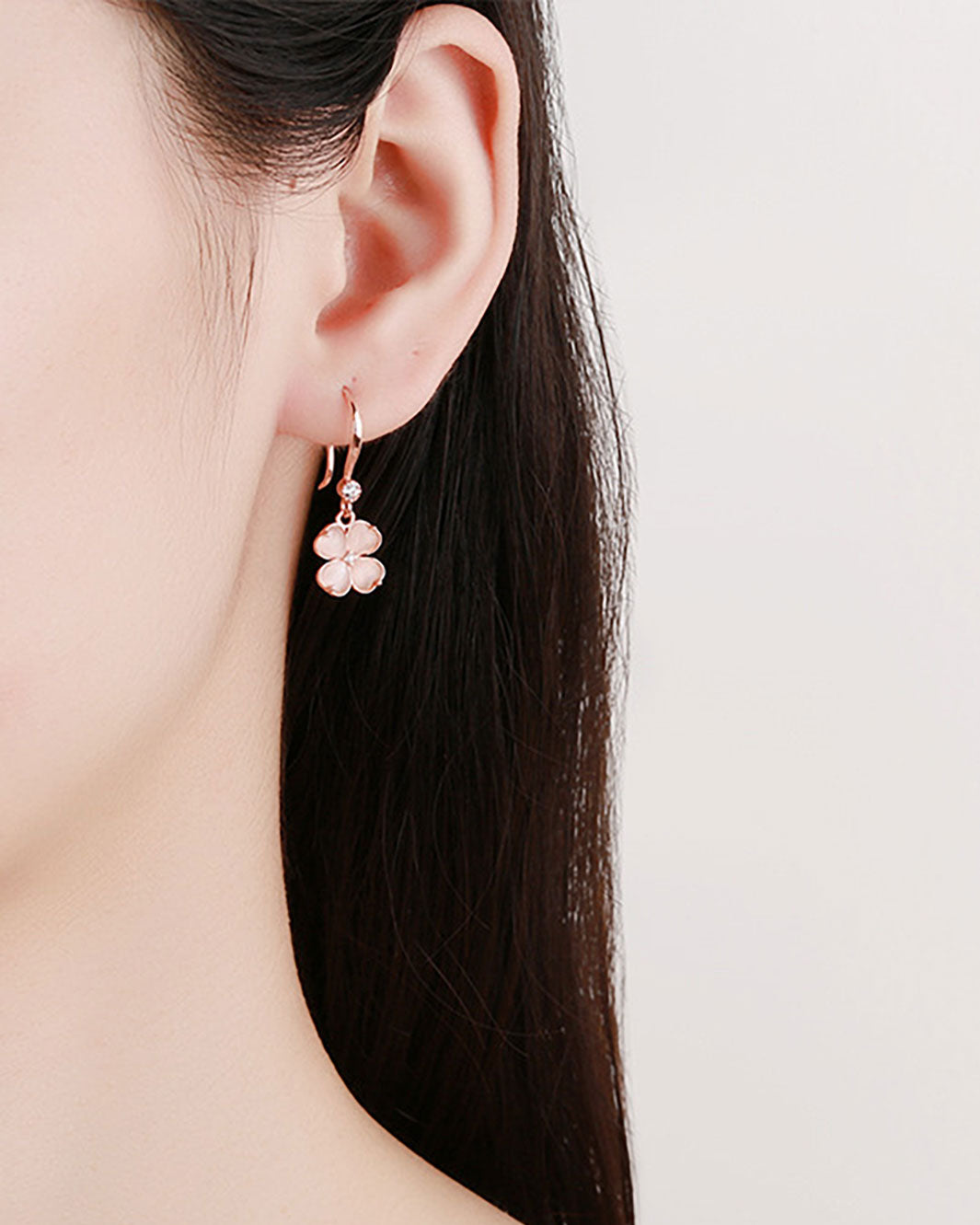Flamingo Pink Clover Drop Earrings