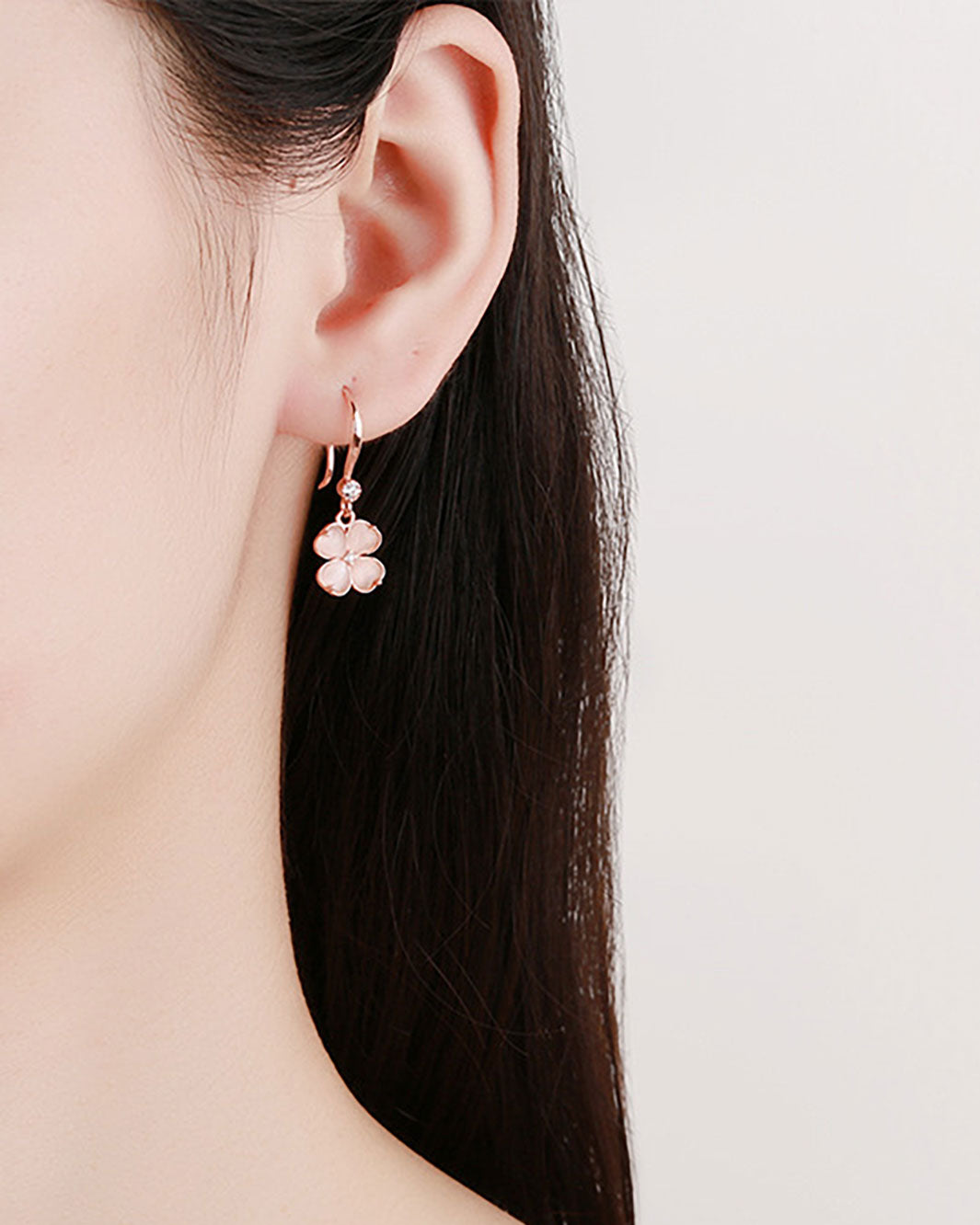 Flamingo Pink Clover Drop Earrings