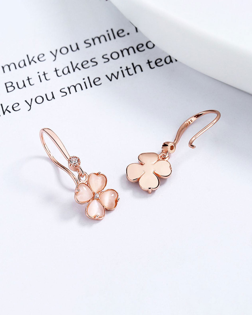 Flamingo Pink Clover Drop Earrings