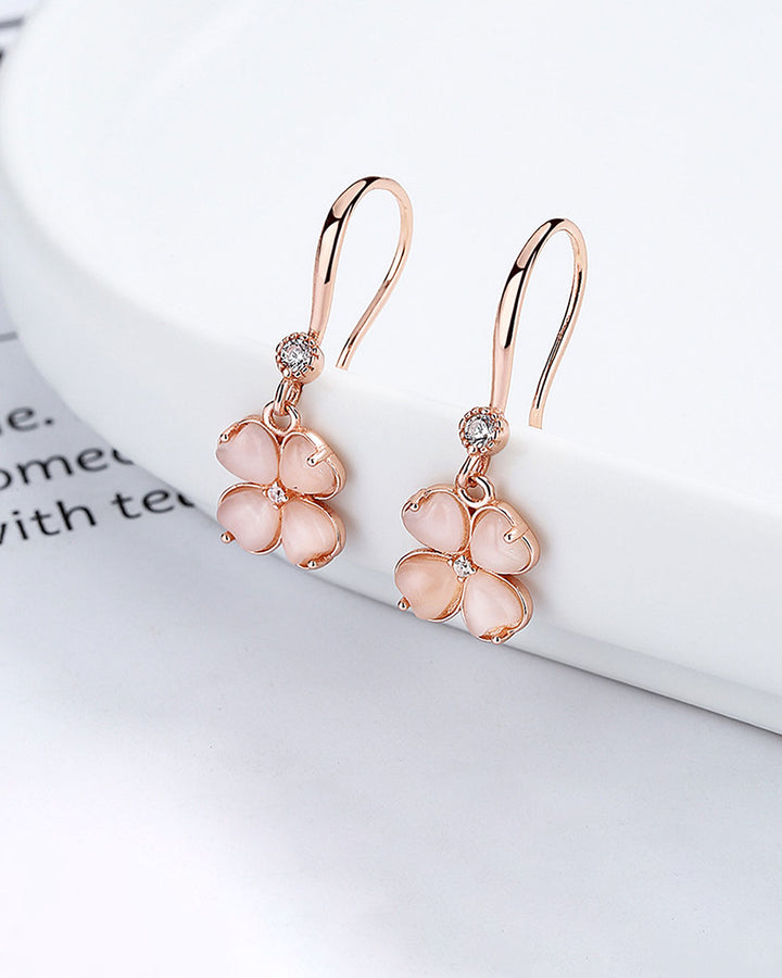 Flamingo Pink Clover Drop Earrings