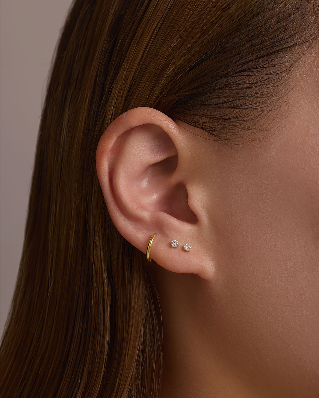 14K Solid Gold Classic Diamond Flatback Earring