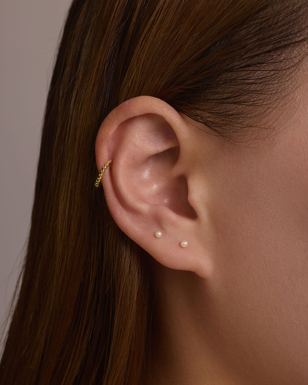 14K Solid Gold Classic Pearl Flatback Earring