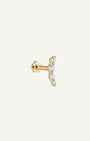 14K Solid Gold Diamond Pave Crescent Flatback Earring