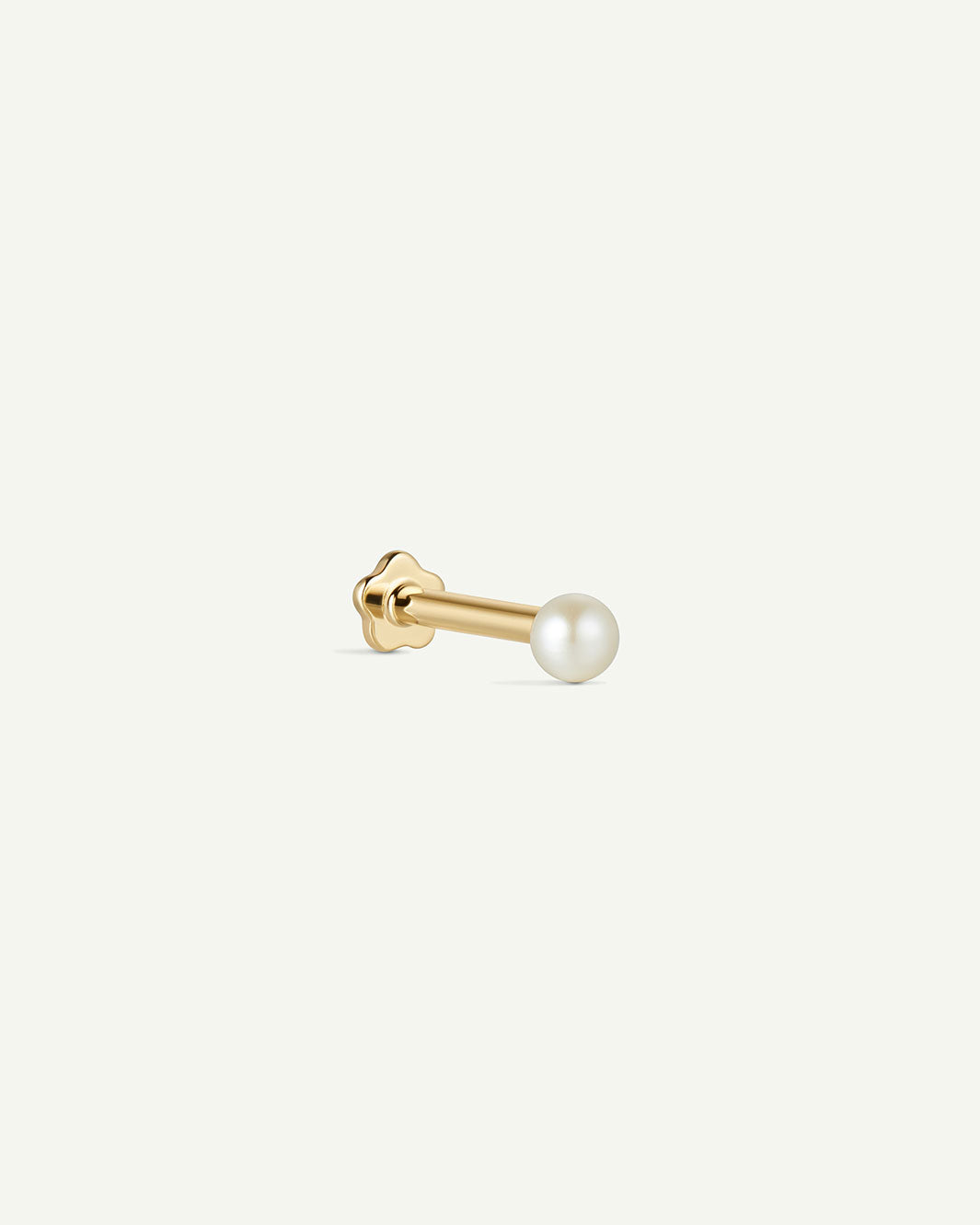 14K Solid Gold Classic Pearl Flatback Earring