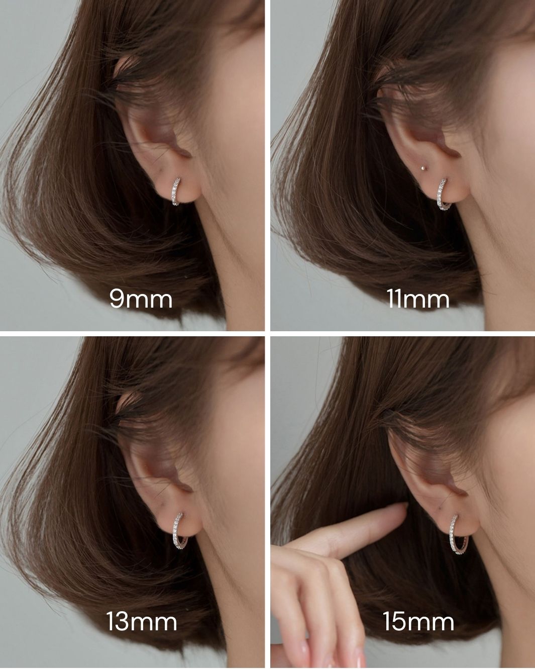 Diamante Round Huggie Hoop Earrings