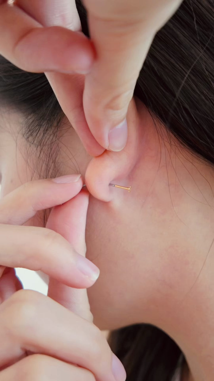 14K Solid Gold Butterfly Charm Flatback Earring