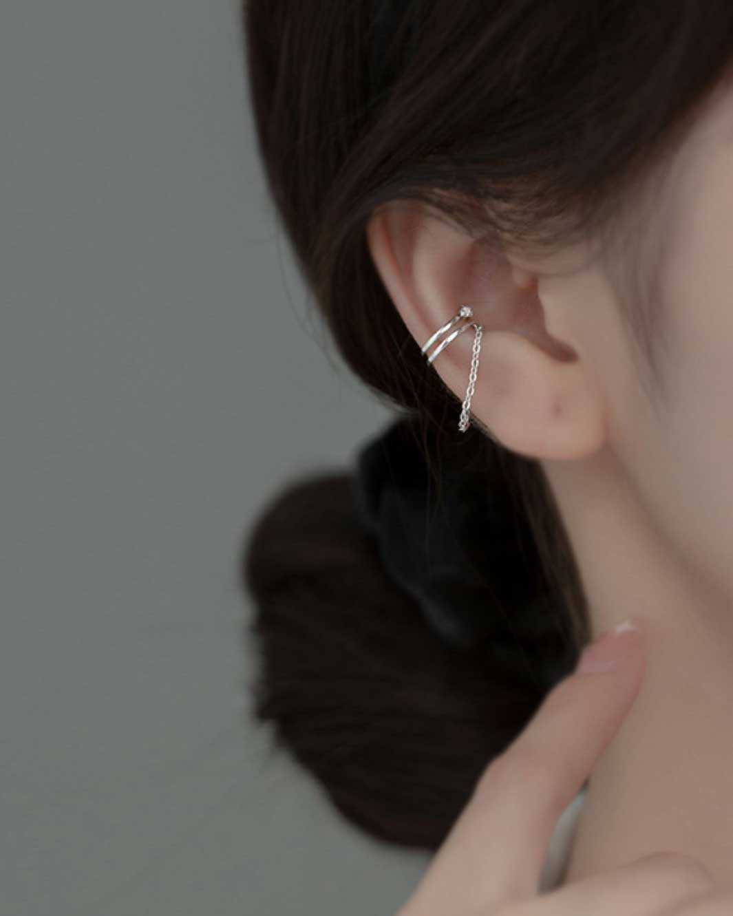 Layer Ear Cuffs with Dangling Chain