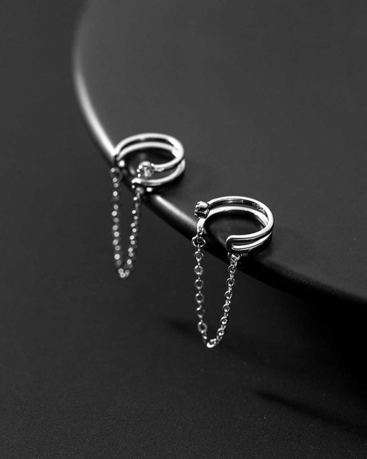 Layer Ear Cuffs with Dangling Chain