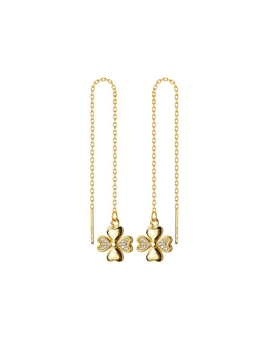 Diamante Clover Charm Threader Earrings