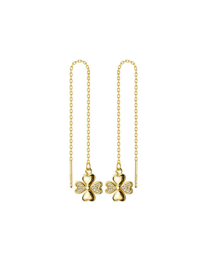 Diamante Clover Charm Threader Earrings