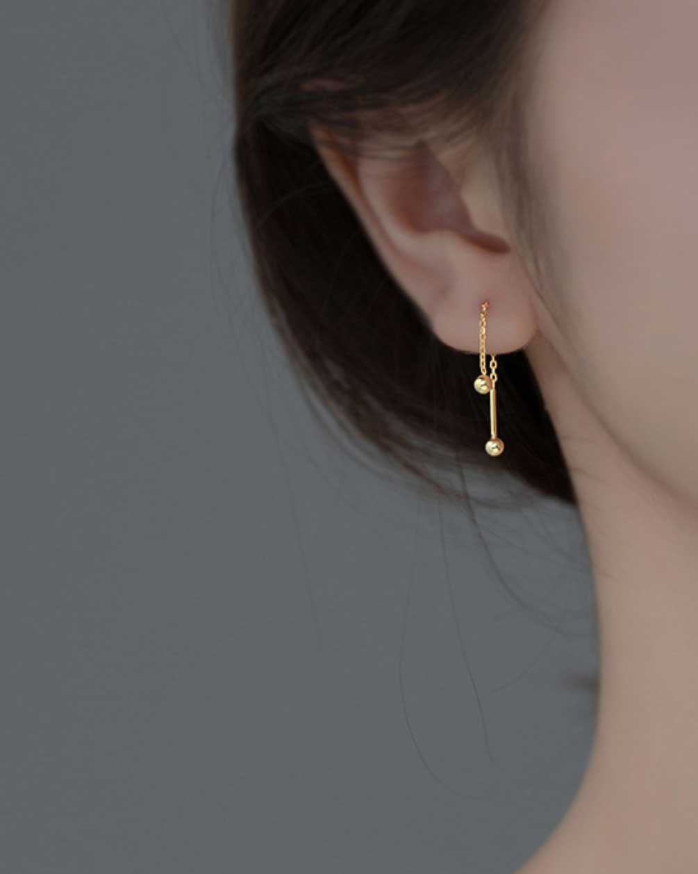 Round Ball Charm Threader Earrings