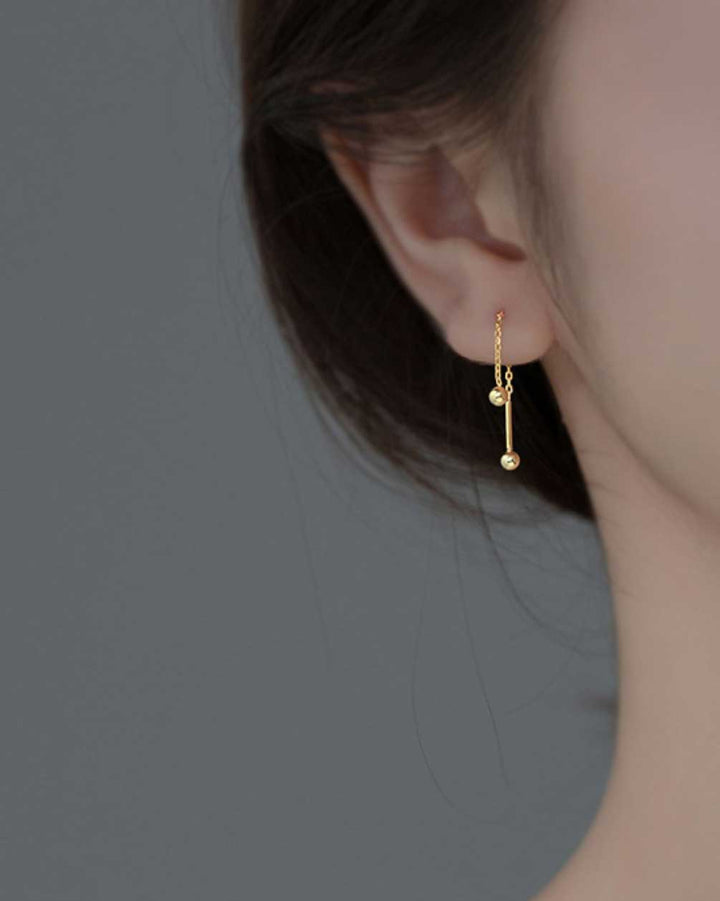 Round Ball Charm Threader Earrings