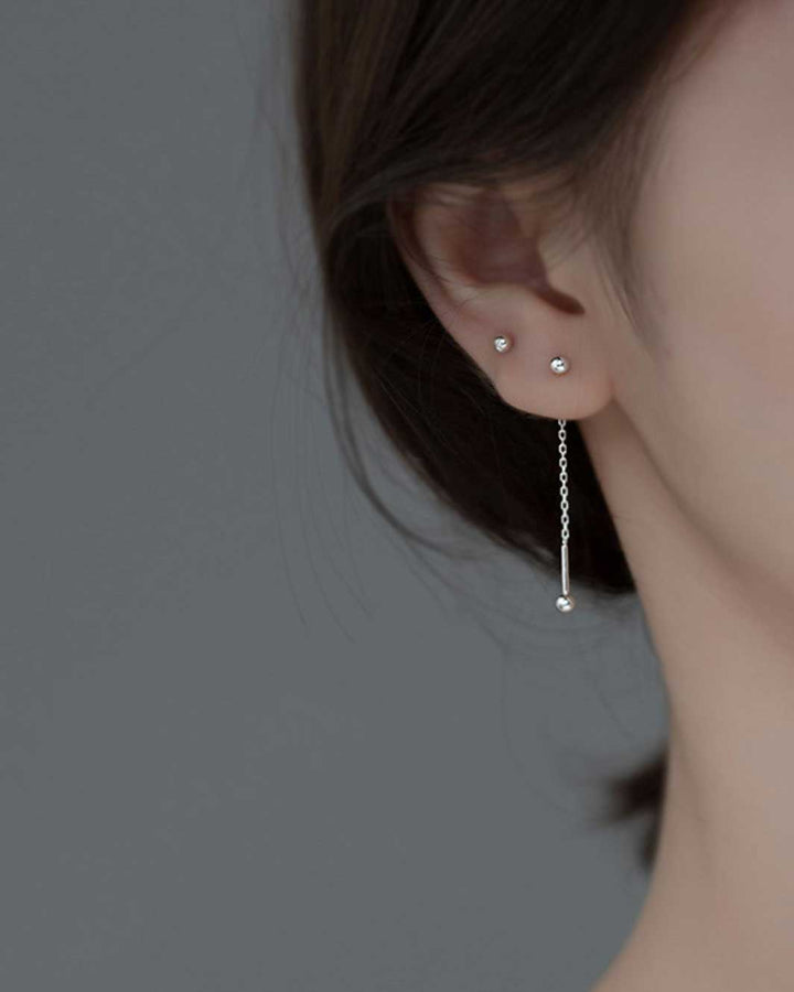 Round Ball Charm Threader Earrings