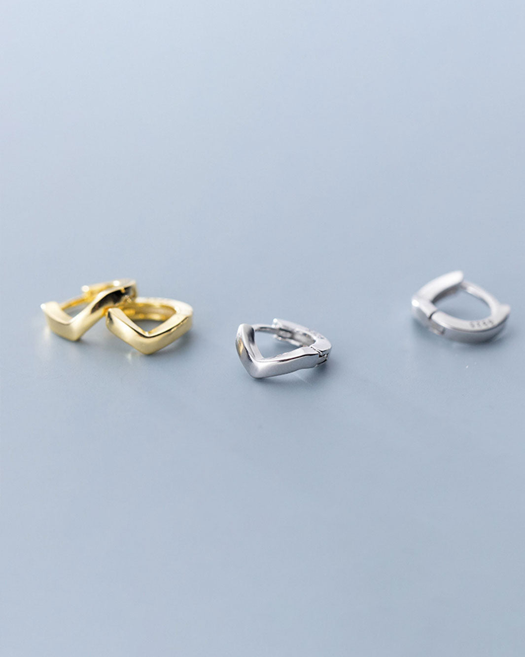 Tiny V-shaped Huggie Earrings