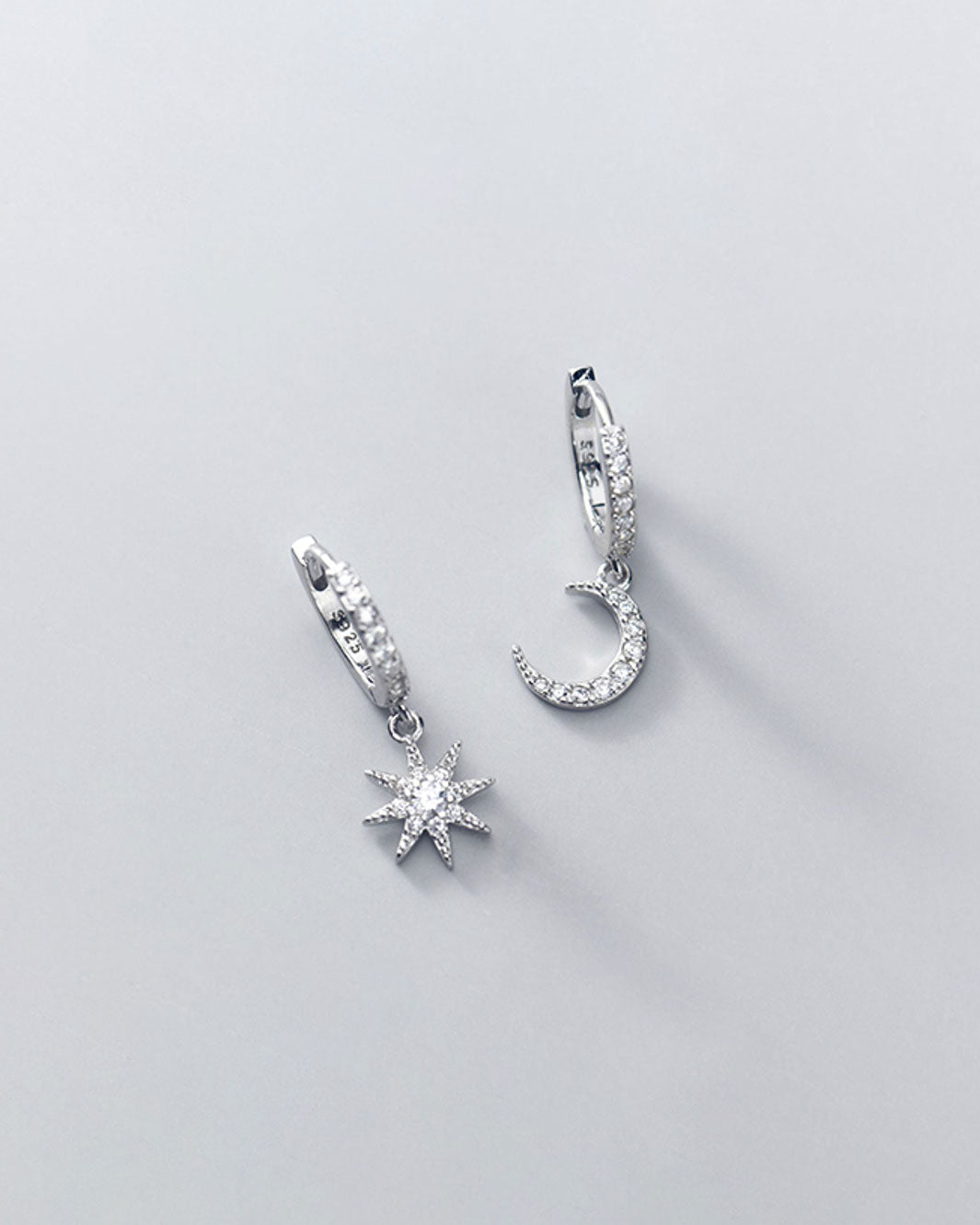 Diamante Moon & Star Huggie Earrings