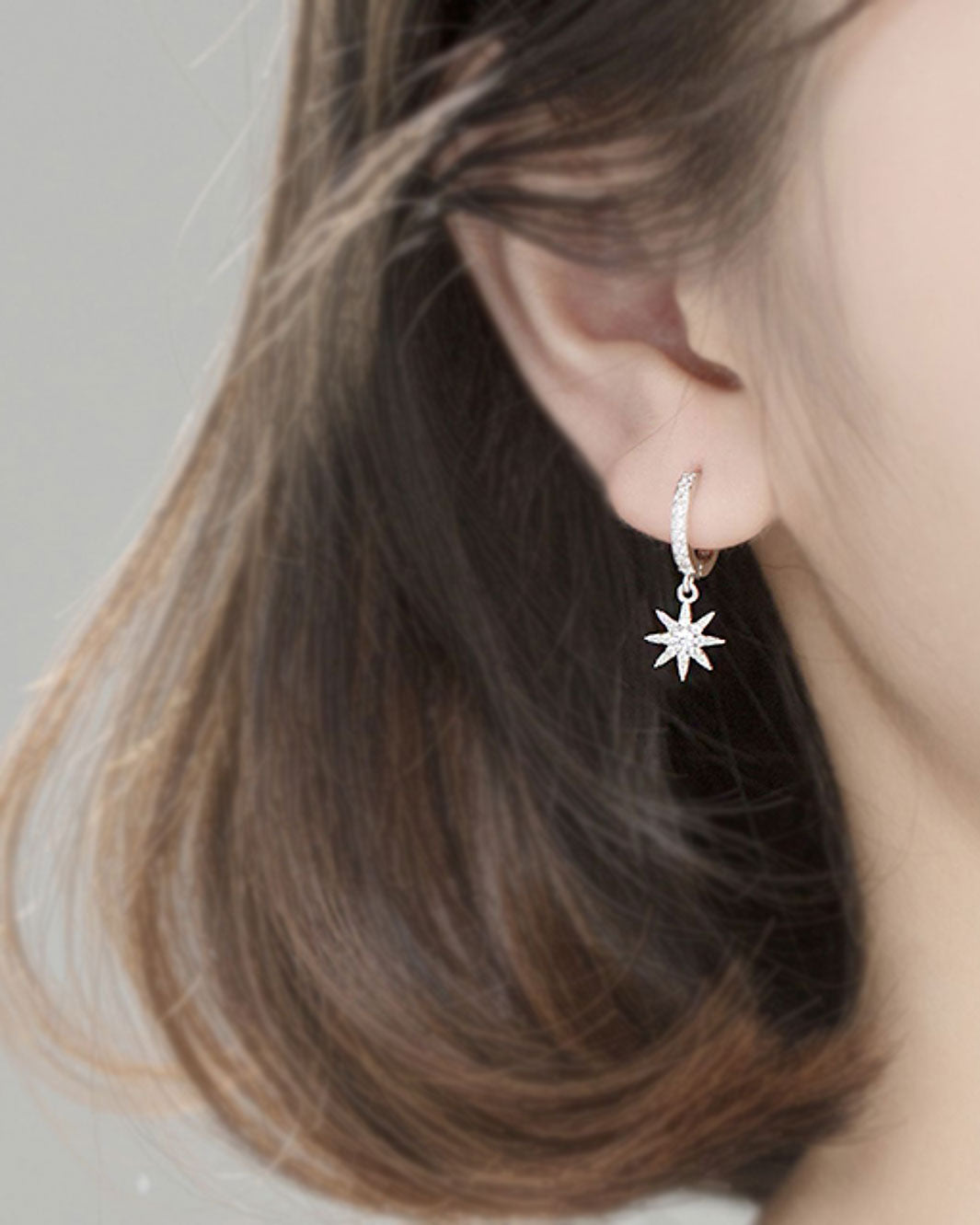 Diamante Moon & Star Huggie Earrings