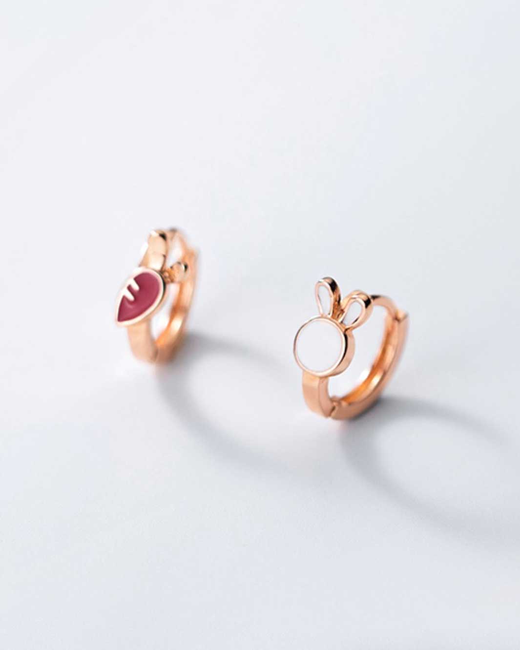 Bunny and Carrot Mismatch Hoop Earrings