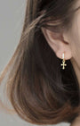 Cross Charm Diamond Huggie Earrings