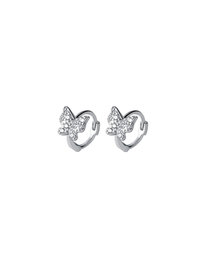 Tiny Diamante Butterfly Huggie Earrings