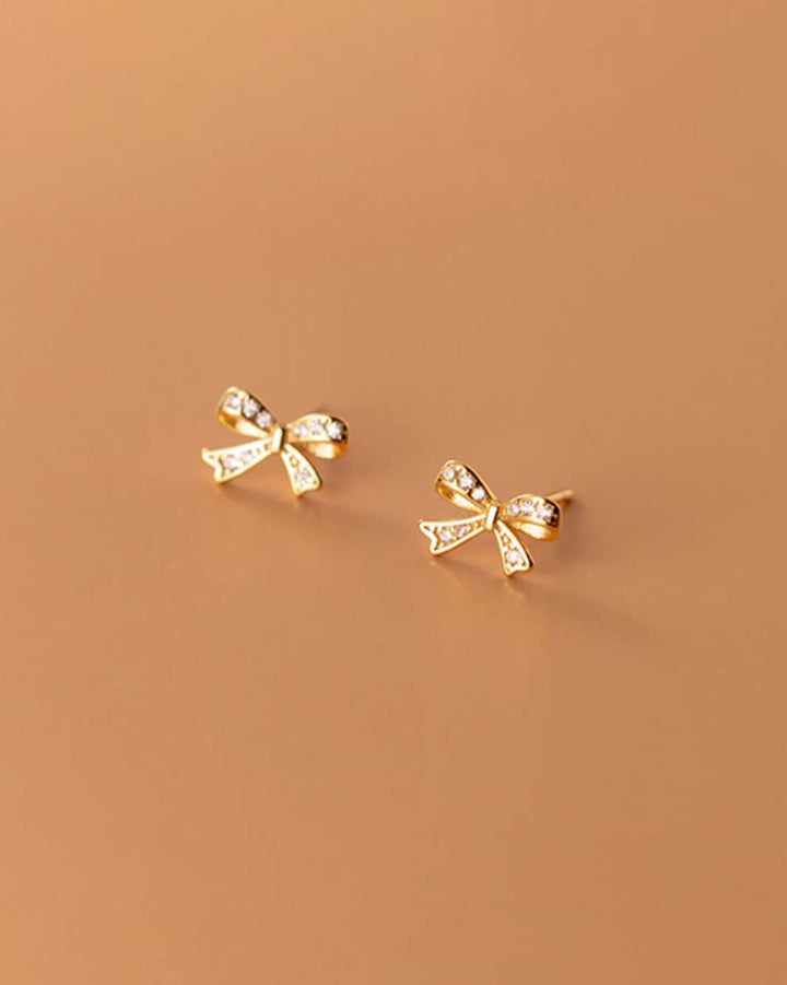 Diamante Ribbon Stud Earrings