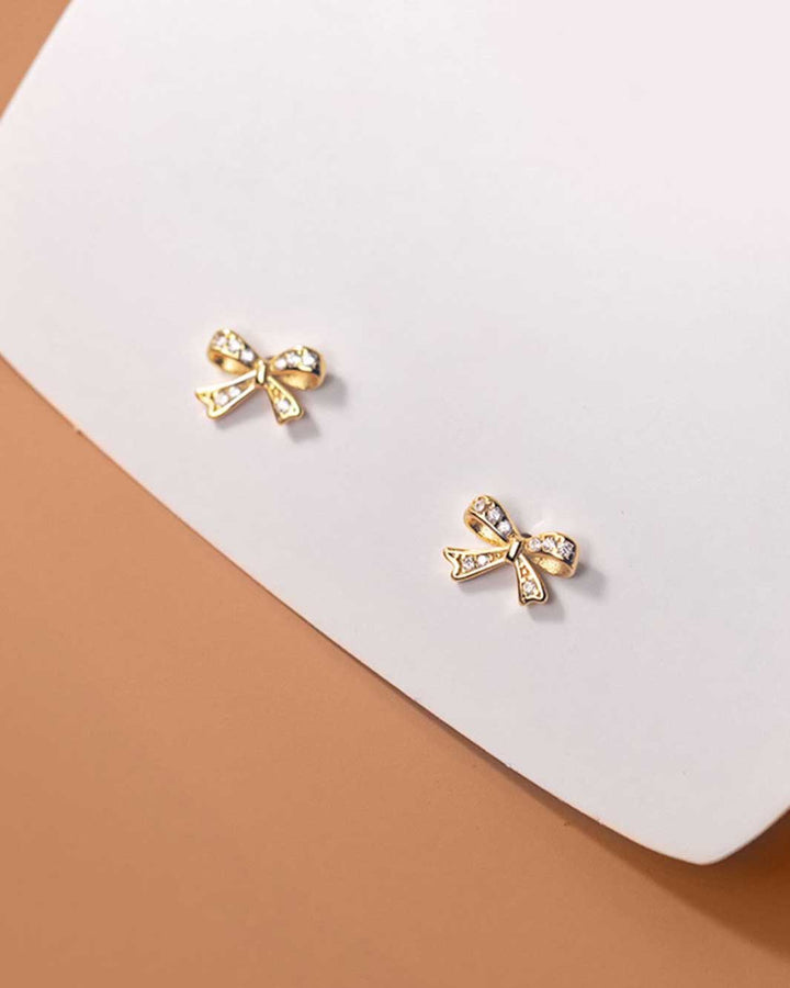 Diamante Ribbon Stud Earrings