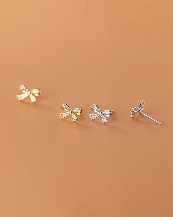 Diamante Ribbon Stud Earrings