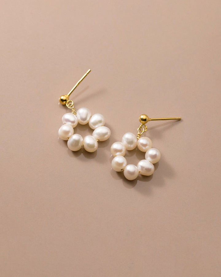 Pearl Flower Drop Earrings