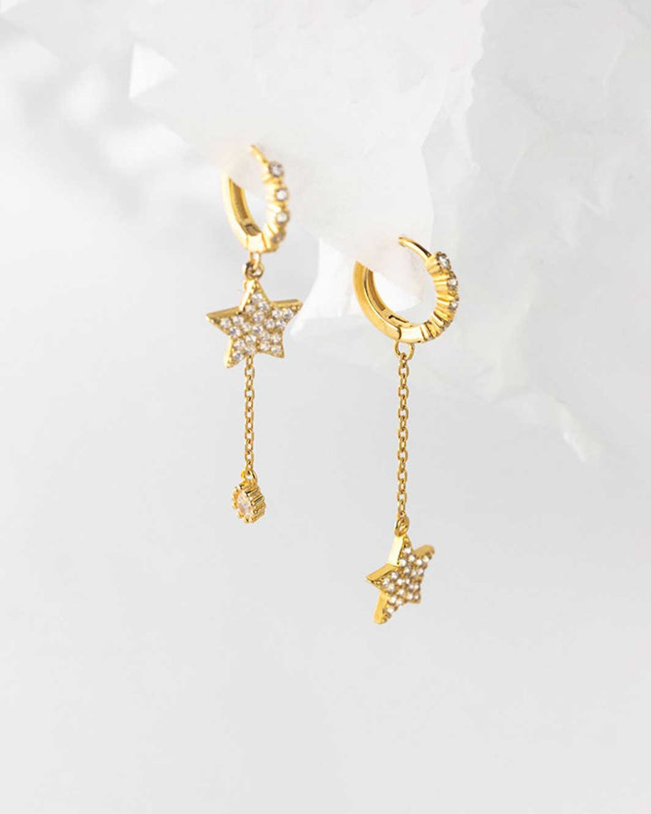 Astra Diamante Star Huggie Earrings