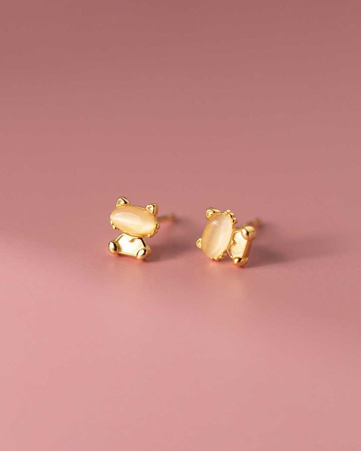 Opal Cat Stud Earrings