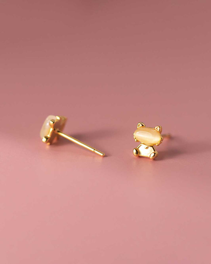 Opal Cat Stud Earrings