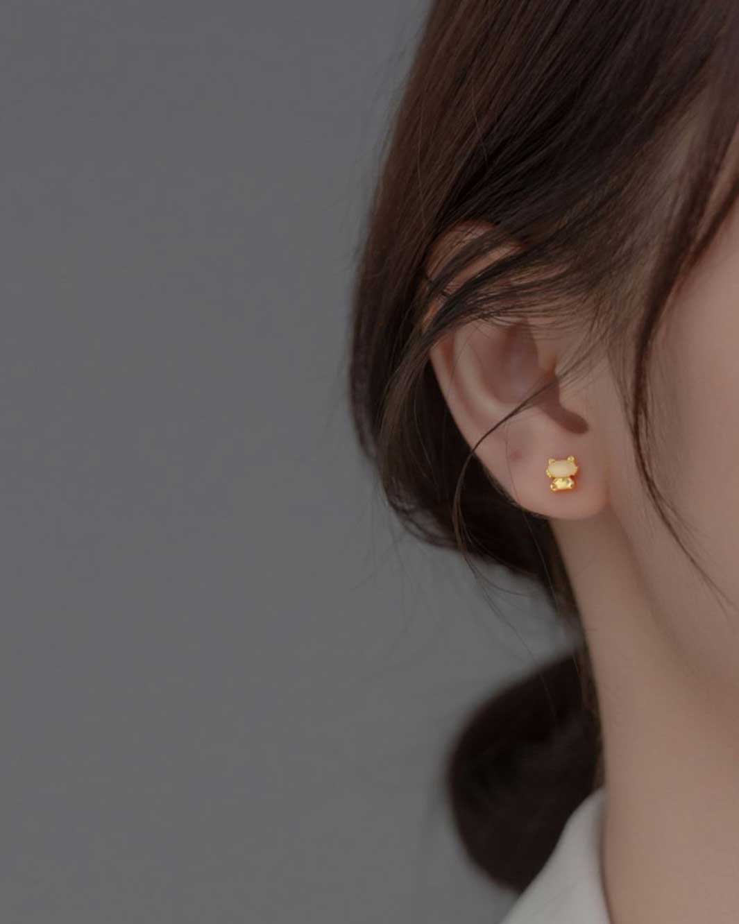 Opal Cat Stud Earrings