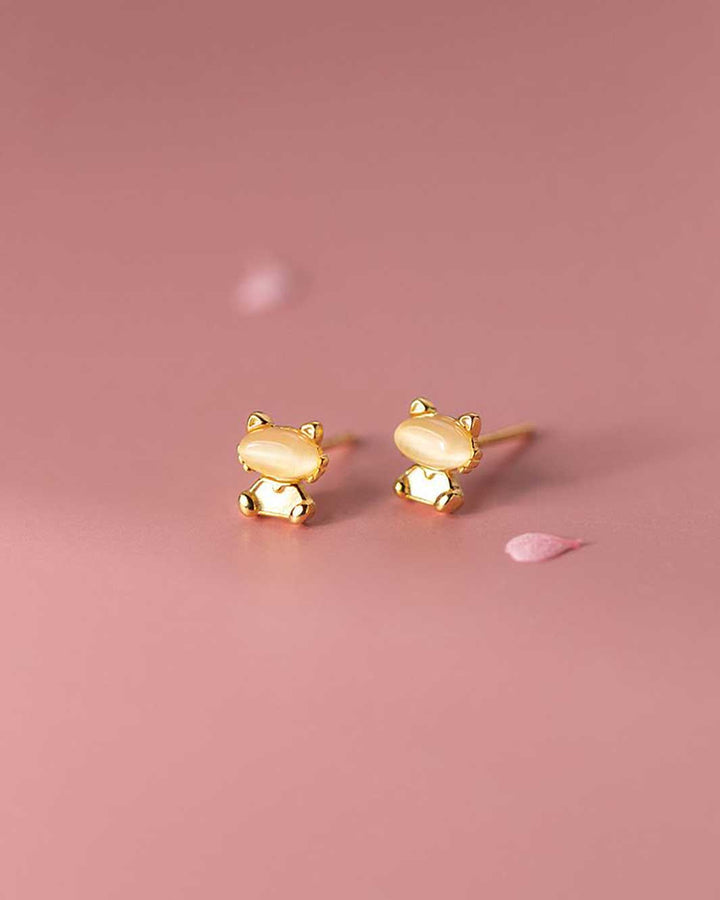 Opal Cat Stud Earrings