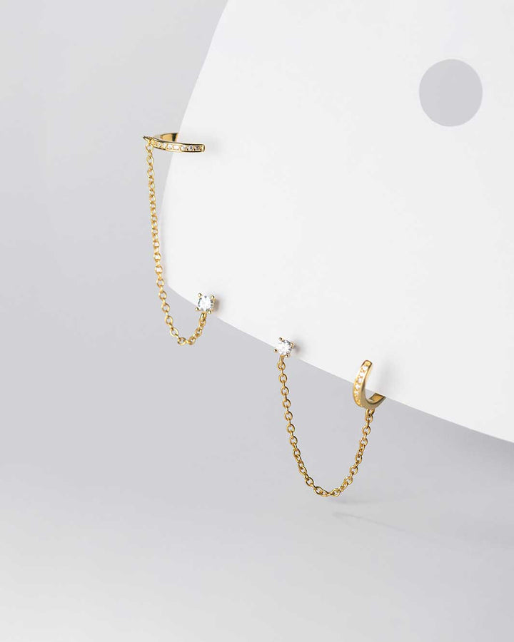 Diamante Pave Ear Cuff and Stud Earrings