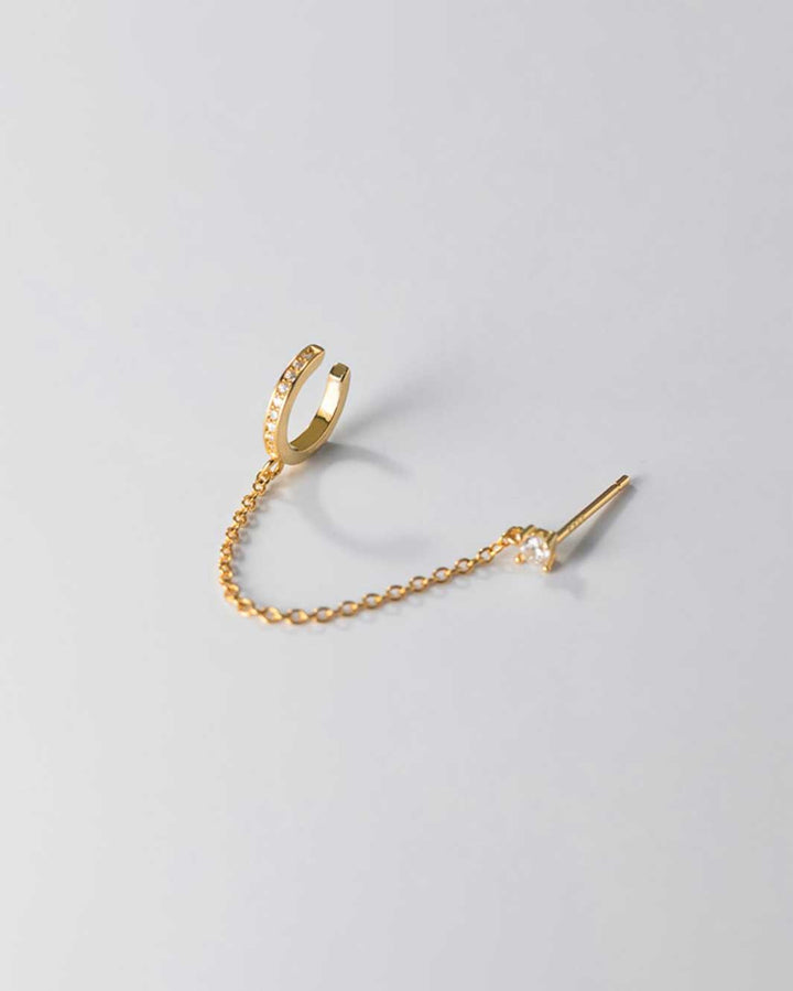 Diamante Pave Ear Cuff and Stud Earrings