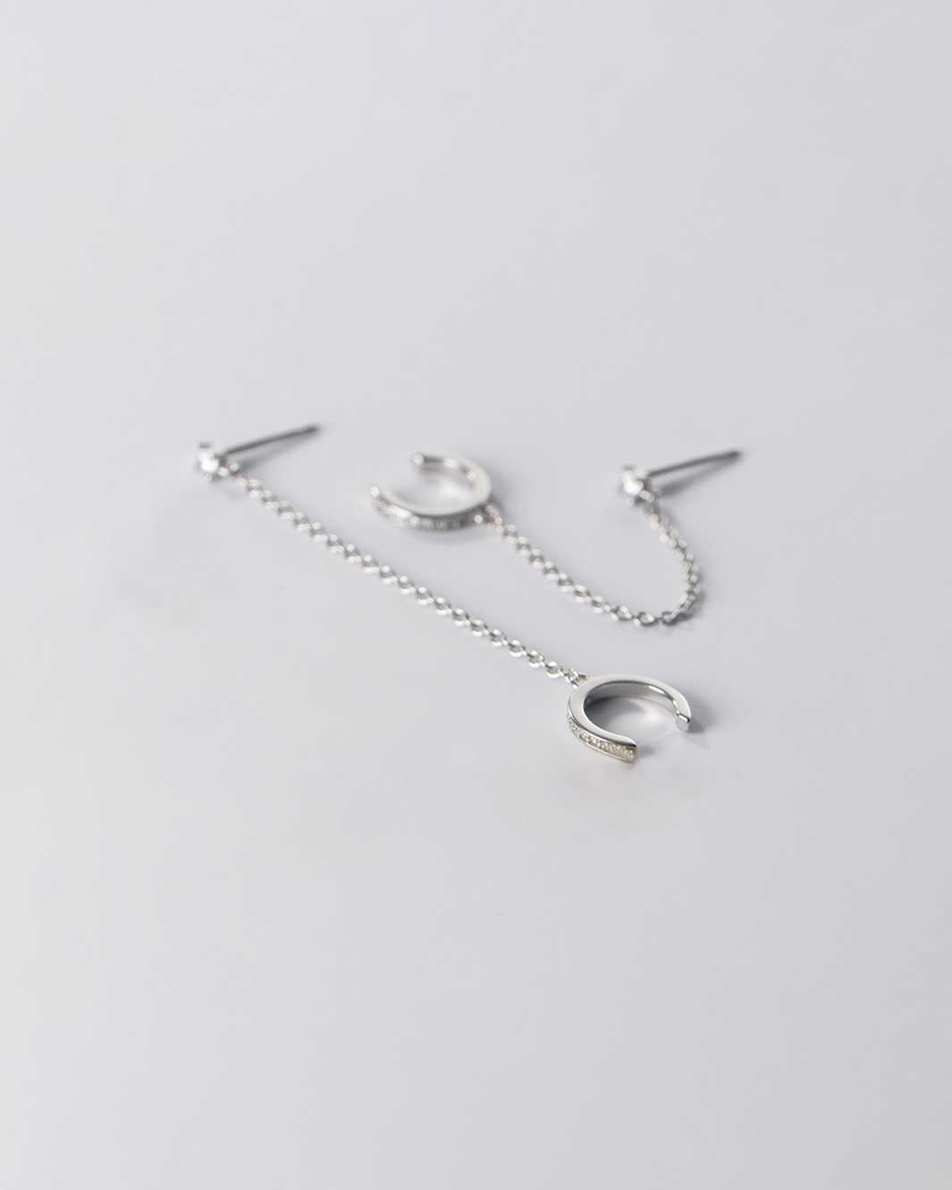 Diamante Pave Ear Cuff and Stud Earrings