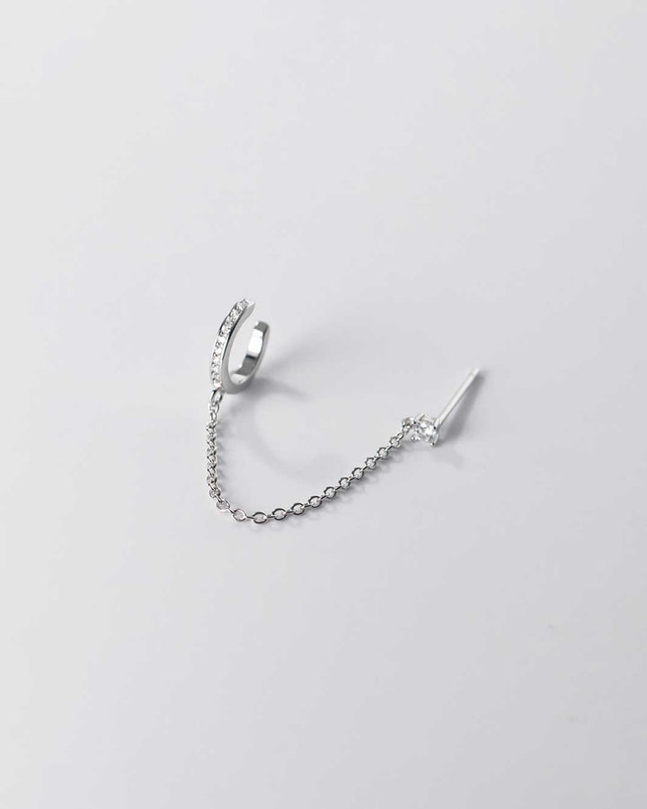 Diamante Pave Ear Cuff and Stud Earrings