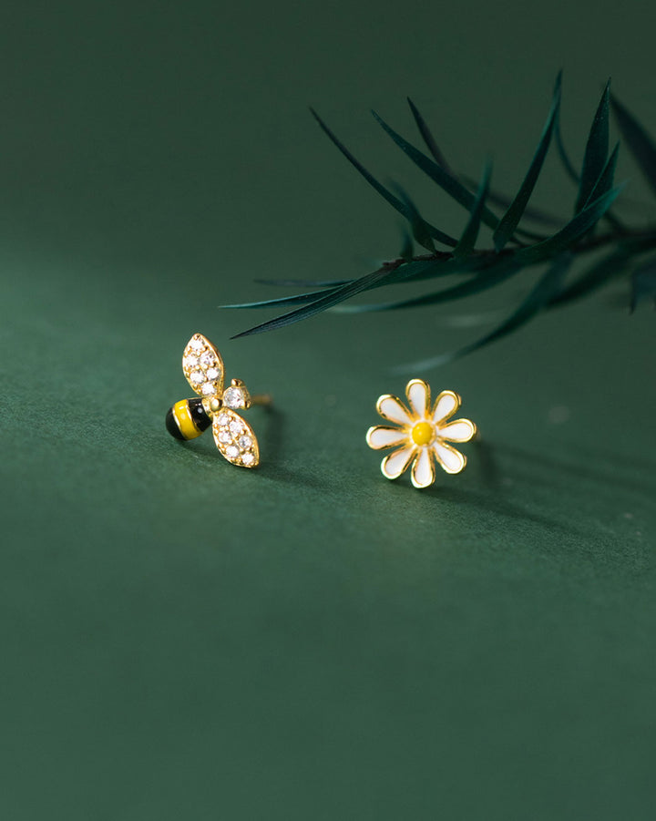 Daisy and Bee Mismatch Stud Earrings