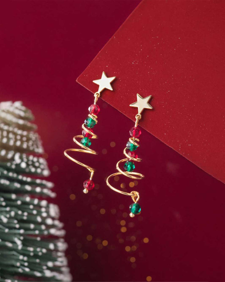 Festive Christmas Tree Drop Earrings